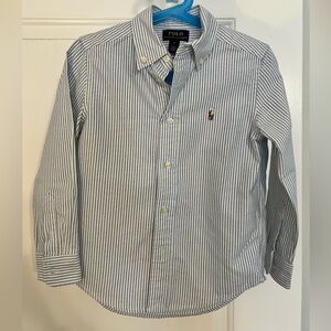 Polo by Ralph Lauren Kids White and Blue Pinstripe Shirt